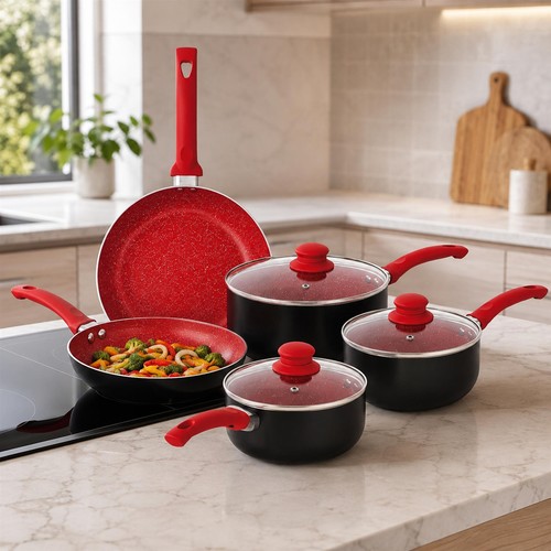 8pc red aluminium marble - 8pc,