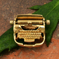 14k Yellow Gold 3D Articulated/Mechanical Typewriter Charm/Pendant