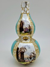 Antique Helena Wolfsohn Dresden Watteau Hand Painted Vase c1890