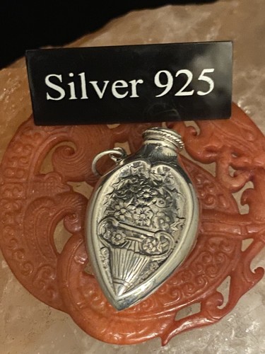 Silver perfume bottle pendant - perfume,