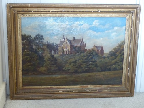 Large antique oil - antique,