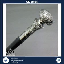38-Inch Handcrafted Wooden Walking Cane with Silver Brass Handle - Unique Gift