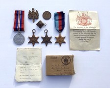 WW2 WAR/AFRICA STAR/1939-45 STAR/FRANCE & GERMANY STAR MEDALS + OTHER ITEMS