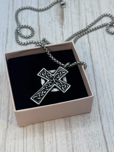 Silver celtic cross pendant - celtic,