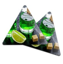 2x Triangle Coaster - Absinthe Glass with Lime Slices #21078