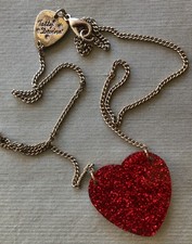 Red Tatty Devine Glitter Heart Pendant Necklace