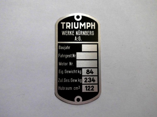 Triumph nameplate plate works