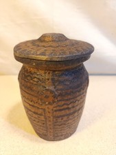 Hand Carved Wooden Jar Lidded