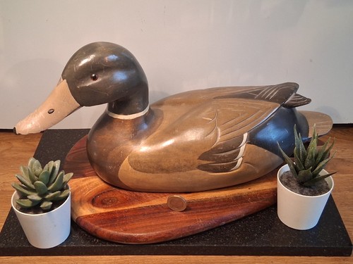 Vintage solid wooden duck - vintage,