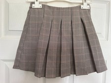 George Billie Faiers Kids Brown Check Pleated Skort Skirt Shorts Age 7-8 years