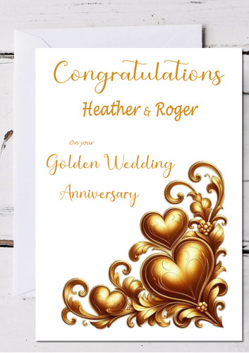Golden wedding anniversary - golden,