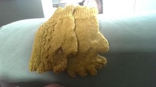 1 PAIR FINGERLESS MITTS WHEAT FIELD YELLOW MEDIUM SIZE 100% ALPACA HAND KNITTED