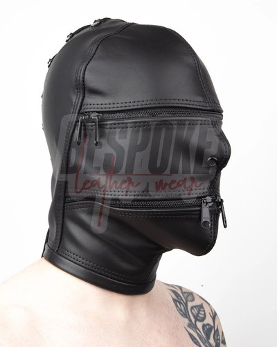 Genuine leather bondage hood - genuine,