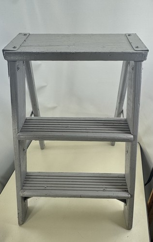 Vintage gray painted wooden - gray,