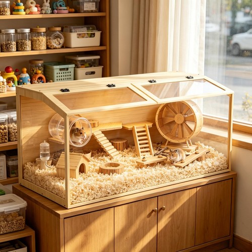 Wooden hamster cage - wooden,