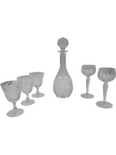 Crystal Decanter Set with Cut Glass Goblets and Stopper T2750 Bulk J