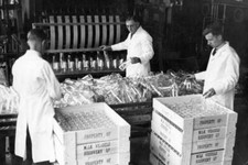 Milk bottles are cleaned