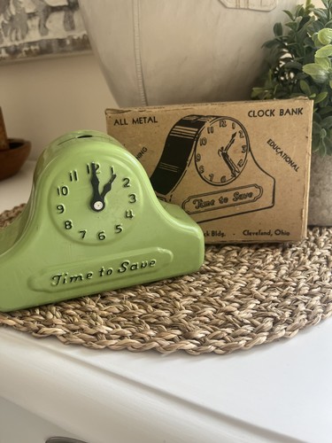 1930s metal mantel clock bank - metal,