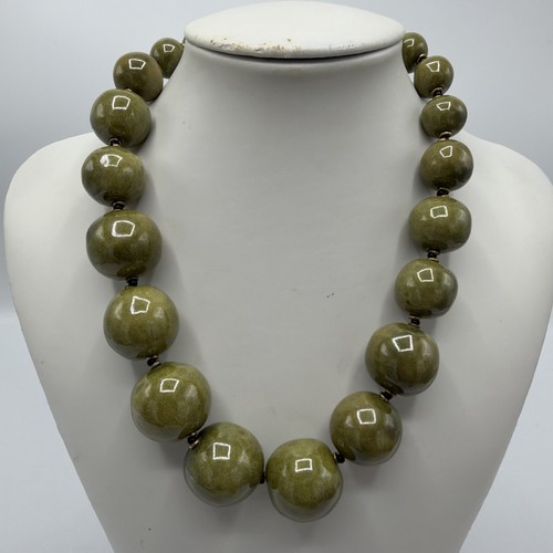 Kazuri army green round clay - kazuri,