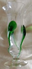 Antique Art Nouveau Stuart & Sons Glass Vase  Tadpole Trails 5 .6 Inches Tall 
