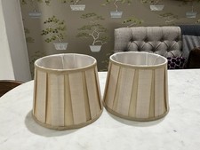 Two Faux Silk Pleated Lamp Shades Laura Ashley Cream Gold 9” diameter