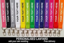 Printed and plain Lanyard - Personalised, Custom, Plain, Pre-Text - Logo option
