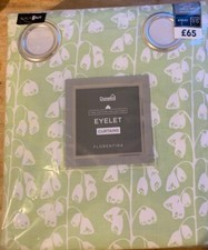 Dunelm Lime Green Floral Blackout Curtains - Eyelet - 66"x72", 66"x90" Pair