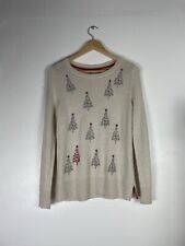 White Stuff Oatmeal Xmas Christmas Tree Knit Jumper -Sz 8 - Wool Alpaca Content