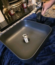 Quality Square Ceramic Sink Anthracite Matte +  Brass Chrome Mixer Tap + Waste