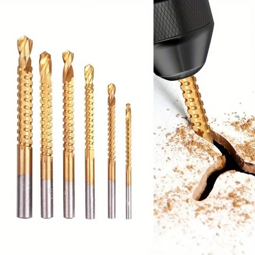 6pcs titanium coated twist - titanium,