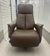 Hjort Knudsen 8103 Brown Leather Recliner Armchair With Integrated Footrest