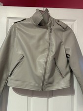 Primark Faux Biker Jacket Grey Size Small BNWOT