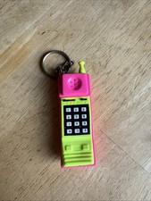 Vintage Old Retro Keyring Plastic Pink Phone Landline Telephone Portable 