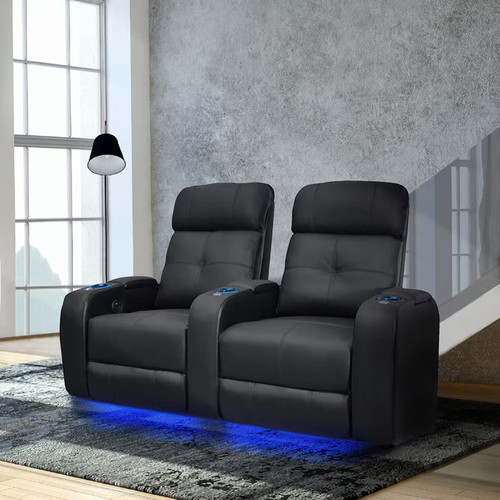 Verona row black leather - row,
