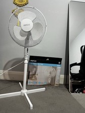 16 Inch Pedestal Fan Electric Oscillating Cooling White Floor Standing, 3 Speed