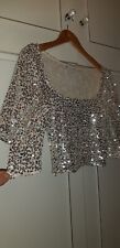 Stunning Puff Sleeve Sequin Top Size S Zara