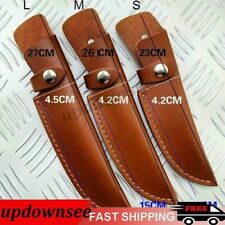 Cowhide Leather Straight Knife Sheath Pouch Cover For Fixed Blade Portable S/M/L