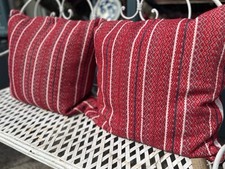 Vintage Red Cushion, Tapestry Cover & Pad, Colonial Chic Home Decor Styling PAIR