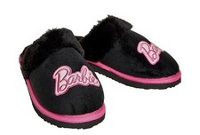 GIRLS BARBIE BLACK SLIPPERS