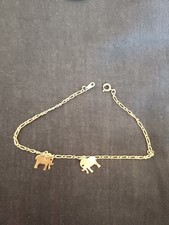 ** GENUINE GOLD ANKLET, BOUGHT ABROAD, PETITE FIT, ELEPHANT CHARMS PENDANT **