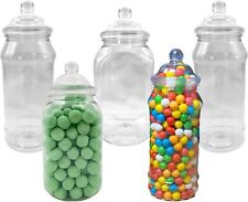 5 Various Retro Plastic Sweet Jars TWO STYLES OF LID Candy Buffet Party Storage 