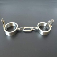 Heavy Duty Stainless Steel Bondage Handcuffs Ankle Cuffs Slave Neck Collar BDSM
