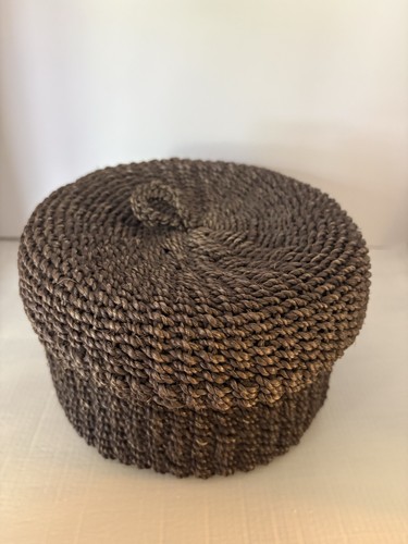 Vintage woven jute storage - woven,