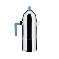 Alessi La Cupola 6 Cup Espresso Coffee Maker with Blue Handle