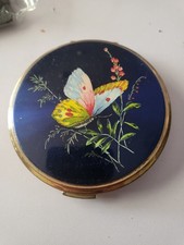 Vintage Stratton England Butterfly Enamel Compact Mirror with Powder & Puff (56)