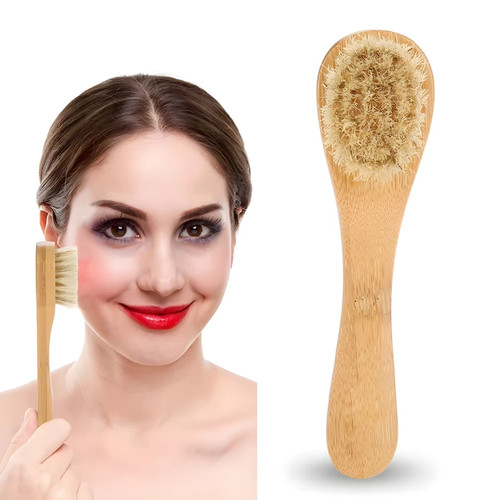 Wooden handle facial - , cleansing