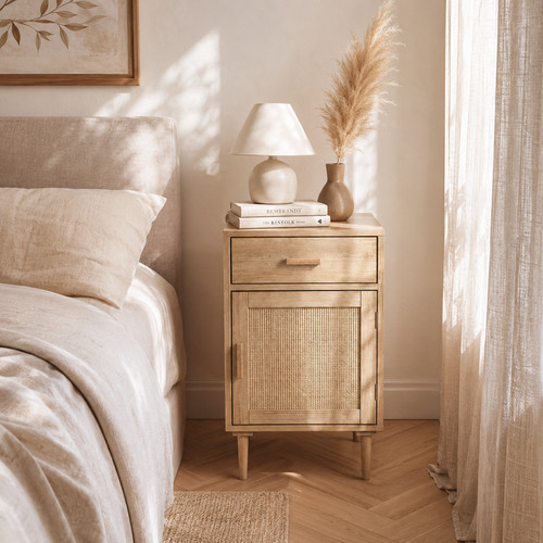 Boho rattan bedside - rattan, table