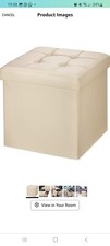 BRIAN & DANY Folding Ottoman Storage Box with Lid, Faux Leather Footstool Toy St
