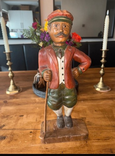 Large wooden golf man - wooden, statue