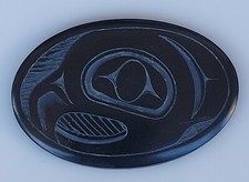 Vintage Haida Eagle Hand-carved Argillite Small Oval Plaque by Denny Dixon 1994